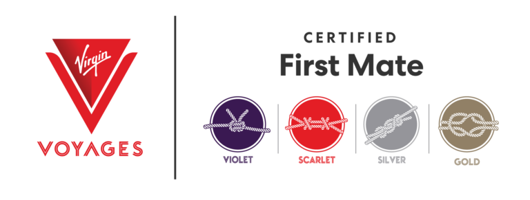 Virgin Voyages Certified First Mate tier badges including Gold