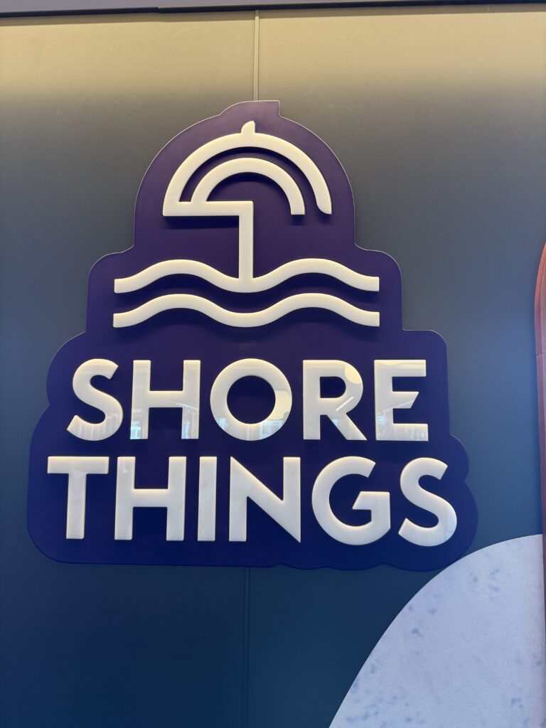Virgin Voyages Shore Things Sign – Official Excursions Desk Onboard