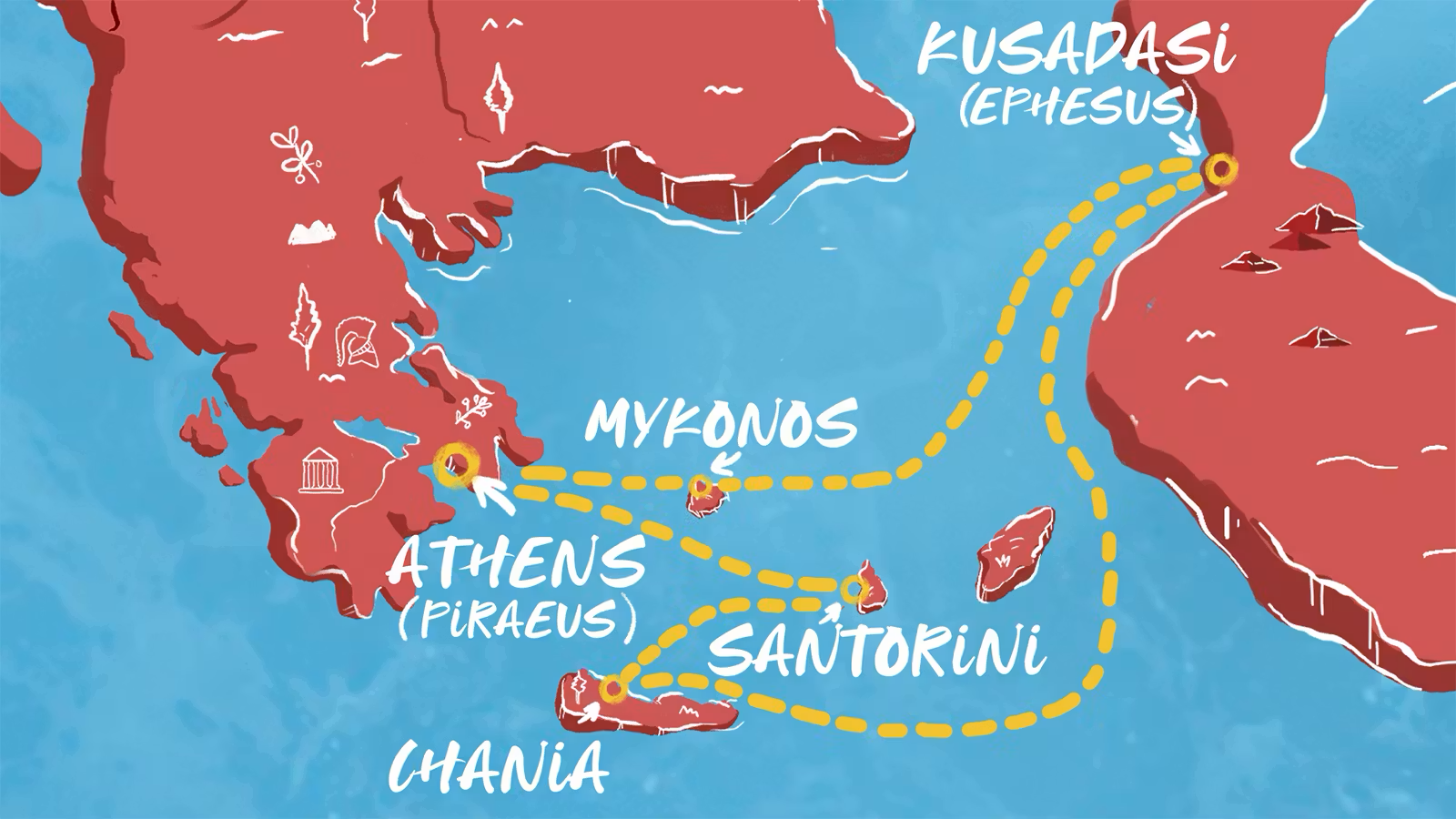 Virgin Voyages Greek Isles Turkey and Mykonos Overnight route map