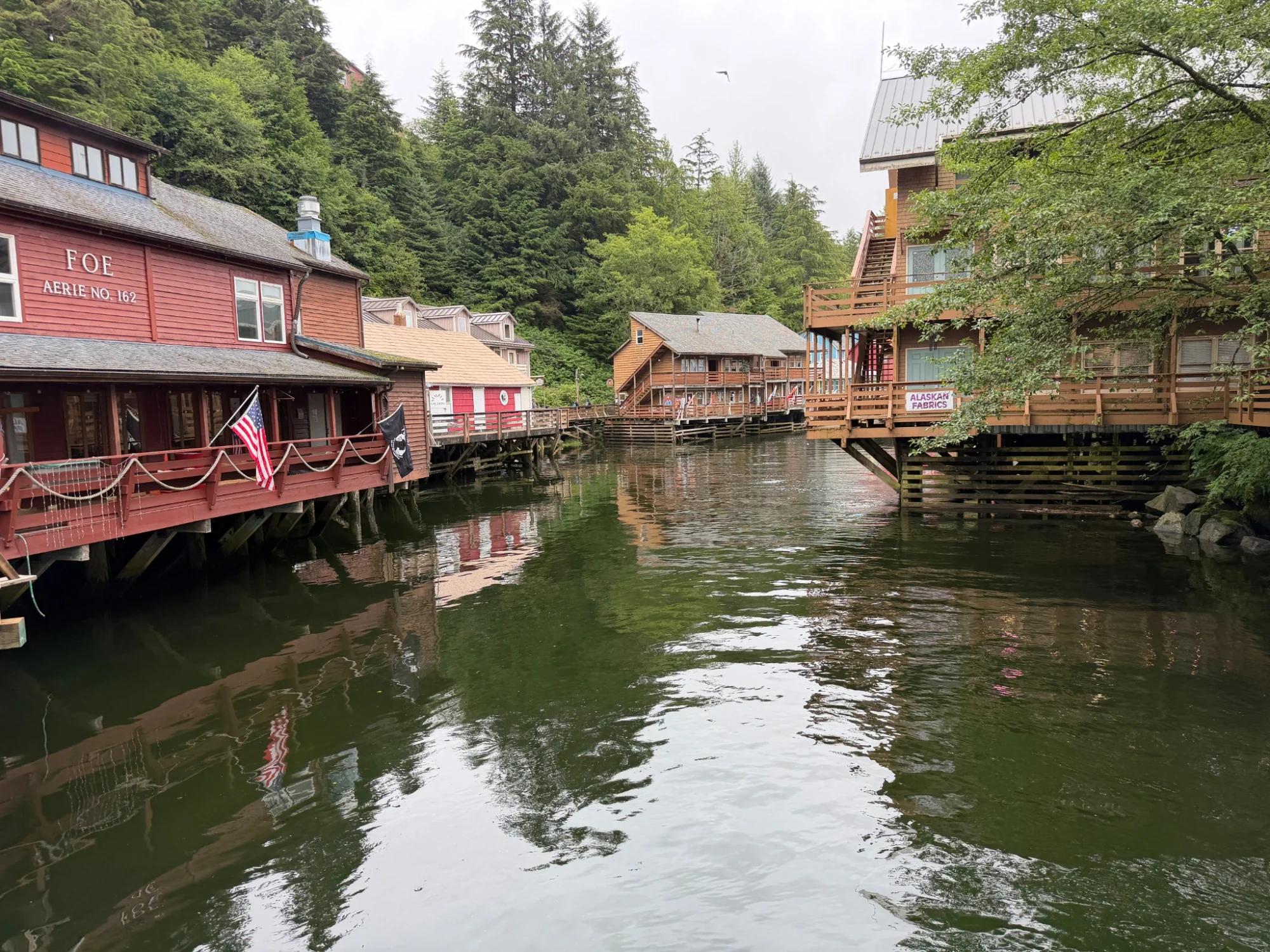 Creek Street in Ketchikan during Daniel's Virgin Voyages Alaska cruise