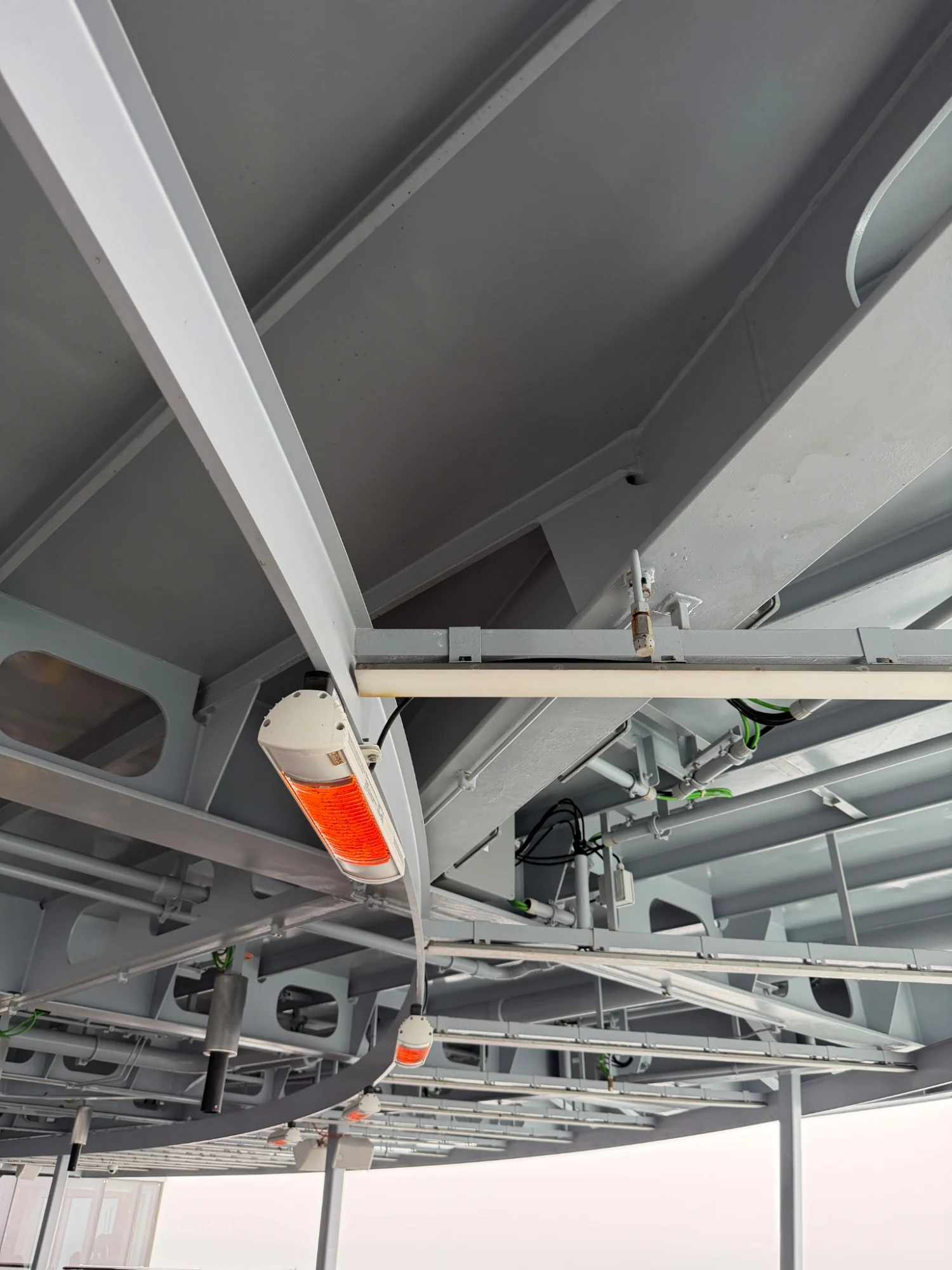 Outdoor deck heaters on Brilliant Lady during a Virgin Voyages Alaska cruise