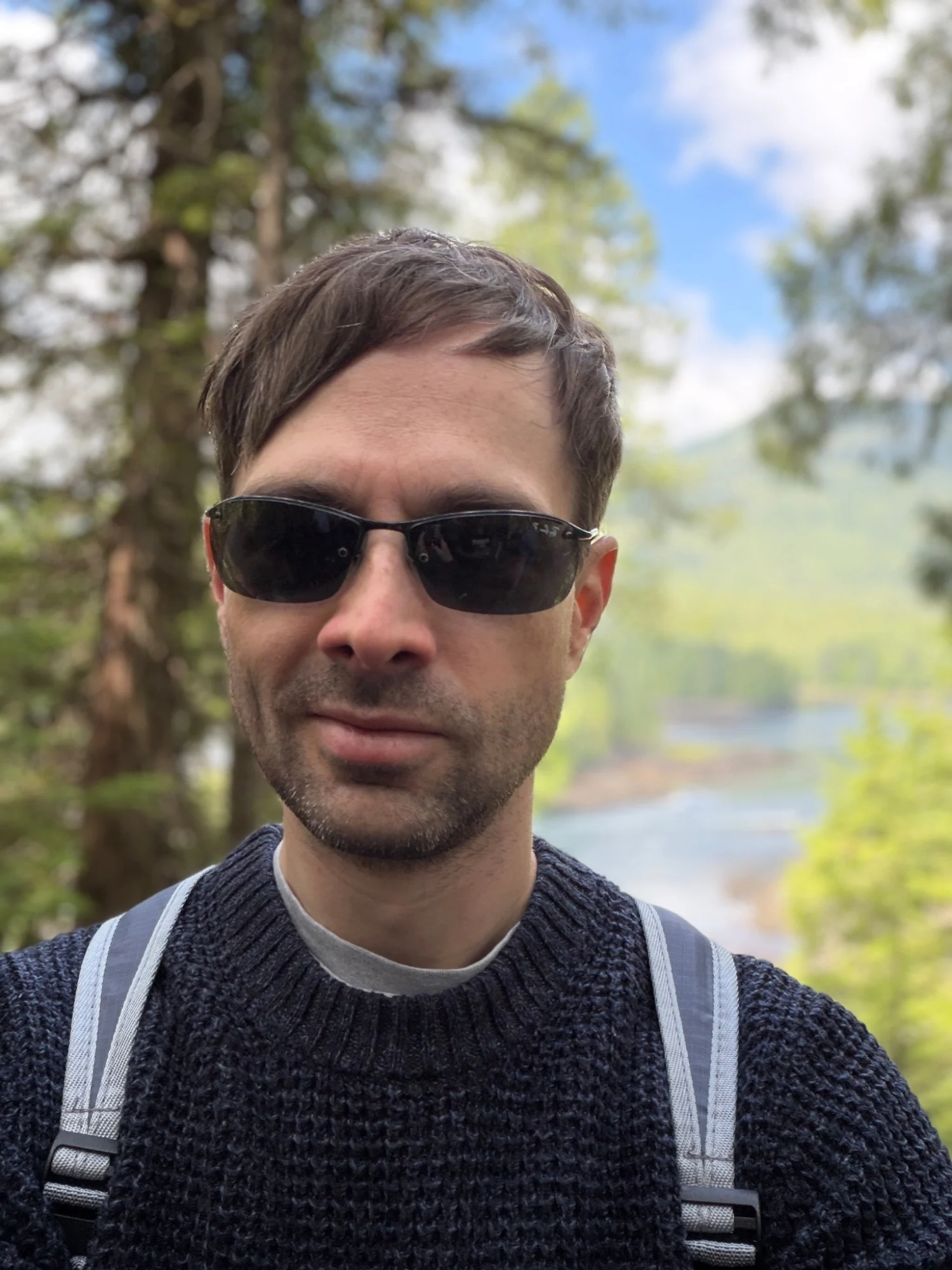 Daniel on a hiking Shore Thing in Prince Rupert during a Virgin Voyages Alaska cruise